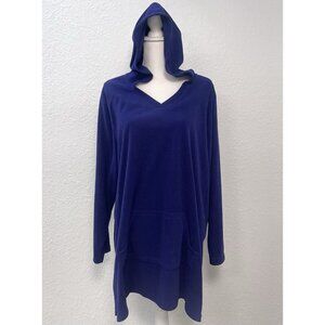 CATHERINES Womens Plus 1X 18/20W Purple Fleece L/S HOODIE Pullover Pocket EUC